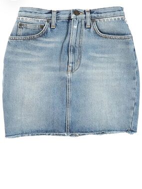 NWOT Saint Laurent light blue denim mini skirt with stud accents
